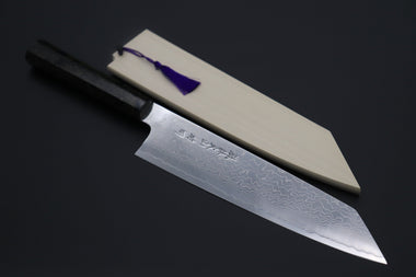 Fu-Rin-Ka-Zan Kiritsuke FRDYP-35 Kiritsuke 240mm (9.4 Inch) Fu-Rin-Ka-Zan YUTAKA 豊佳 Series R-2 Damascus Edition FRDYP-35 Kiritsuke 240mm (9.4 Inch, Octagonal Black-Golden-Color-Turquoise Composite Stone Handle)