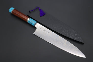 Sukenari Wa Gyuto SCL-357 ZDP189 Wa Gyuto 240mm (9.4 inch) Custom Limited Edition, Sukenari ZDP-189 Nickel Damascus Wa Gyuto 240mm (9.4 inch, SCL-357)