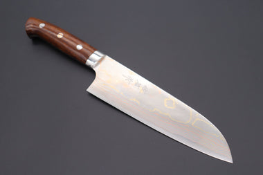 Takeshi Saji Santoku Master Saji Rainbow Damascus Series Santoku 180mm (7 inch, Ironwood Handle)