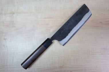 Fu-Rin-Ka-Zan Aogami Super Kurouchi Series FAB-5 Nakiri 160mm (6.2 inch, Octagon Shaped Red-Sandal Wood Handle) - japanesechefsknife.mom