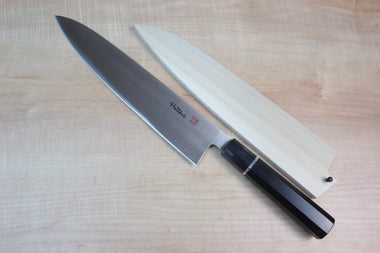 Hattori Wa Gyuto Octagon Shaped African Black Wood Handle With Nickel Silver Spacer Hattori Forums FH Series FH-9AS Wa Gyuto 270mm (10.6 inch, Octagon Shaped African Black Wood Handle With Nickel Silver Spacer)