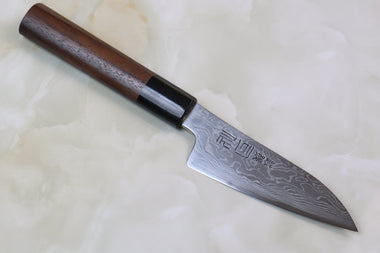 Tsukasa Hinoura Custom Knife ATS-34 Damascus Petty 105mm (4.1 inch, TH-7) - japanesechefsknife.mom