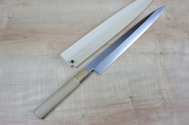 Mizuno Tanrenjo Akitada Ao Hagane DX Series Blue Steel No.1 Yanagiba (180mm to 360mm, 7 sizes) - japanesechefsknife.mom