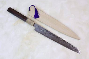 Sukenari Wa Sujihiki SRD-8RW Kiritsuke-Slicer 210mm Sukenari R-2 Damascus SRD-8RW Kiritsuke-Slicer 210mm (8.2 inch, Octagon Shaped Rose Wood Handle)