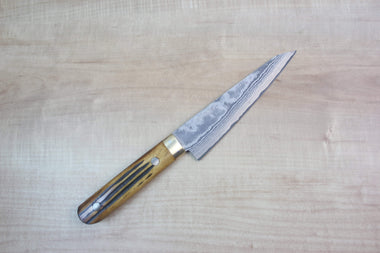 Takeshi Saji VG-10 Custom Damascus Wild Series Honesuki | Boning Knife 150mm (5.9 inch, Stag Bone Handle) - japanesechefsknife.mom