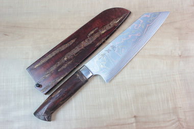 Master Saji Rainbow Damascus Sakura Series Bunka 175mm (6.8 inch) - japanesechefsknife.mom