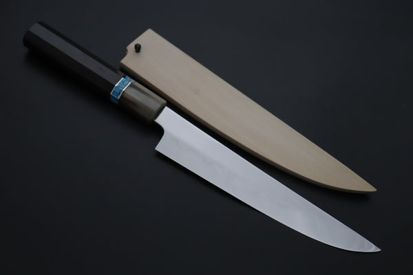 Mizuno Tanrenjo Yanagiba For only Right Handers Mizuno Tanrenjo — Special Orders & Limited Editions Akitada Honyaki White Steel Series - Katana-Hocho 210mm (Single Bevel Edge, Versatile Single Bevel Edge Utility Slicer Knife, 8.2 Inch, MT-8)