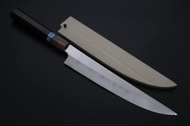 Mizuno Tanrenjo Yanagiba For only Right Handers Mizuno Tanrenjo — Special Orders & Limited Editions Akitada Honyaki White Steel Series - Katana-Hocho 240mm (Single Bevel Edge, Versatile Single Bevel Edge Utility Slicer Knife, 9.4 Inch, MT-9)