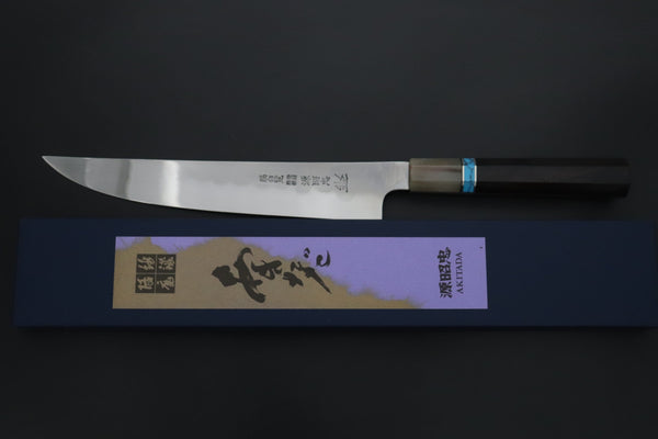 Mizuno Tanrenjo Yanagiba For only Right Handers Mizuno Tanrenjo — Special Orders & Limited Editions Akitada Honyaki DX Blue Steel No.2 Series - Katana-Hocho 240mm (Single Bevel Edge, Versatile Single Bevel Edge Utility Slicer Knife, 9.4 Inch, MT-10)