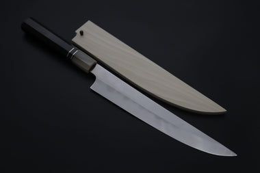 Mizuno Tanrenjo Yanagiba For only Right Handers Mizuno Tanrenjo — Special Orders & Limited Editions Akitada Honyaki DX Blue Steel No.2 Series - Katana-Hocho 240mm (Single Bevel Edge, Versatile Single Bevel Edge Utility Slicer Knife, 9.4 Inch, MT-11)