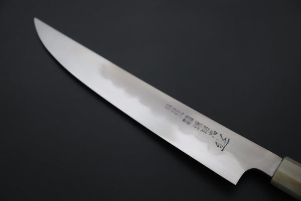 Mizuno Tanrenjo Yanagiba For only Right Handers Mizuno Tanrenjo — Special Orders & Limited Editions Akitada Honyaki DX Blue Steel No.2 Series - Katana-Hocho 240mm (Single Bevel Edge, Versatile Single Bevel Edge Utility Slicer Knife, 9.4 Inch, MT-11)