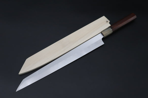 "Left Handed Version !!" Mizuno Tanrenjo — Special Orders & Limited Editions Akitada Honyaki White Steel Series - Kiritsuke Yanagiba 300mm (11.8 Inch, MT-18)