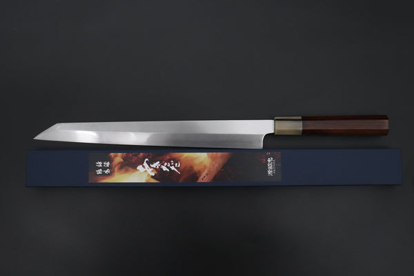 "Left Handed Version !!" Mizuno Tanrenjo — Special Orders & Limited Editions Akitada Honyaki White Steel Series - Kiritsuke Yanagiba 300mm (11.8 Inch, MT-18)