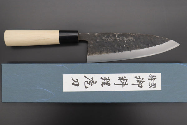 Fu-Rin-Ka-Zan Deba Fu-Rin-Ka-Zan Kurouchi White Steel No.2 Series Deba (Oval Shaped Magnolia Wood Handle with Water Buffalo Ferrules, 165mm and 180mm)