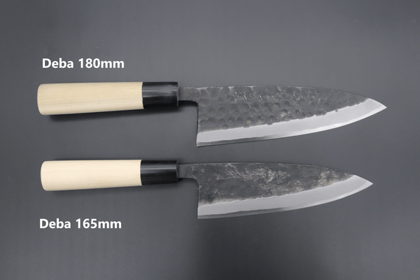 Fu-Rin-Ka-Zan Deba Fu-Rin-Ka-Zan Kurouchi White Steel No.2 Series Deba (Oval Shaped Magnolia Wood Handle with Water Buffalo Ferrules, 165mm and 180mm)