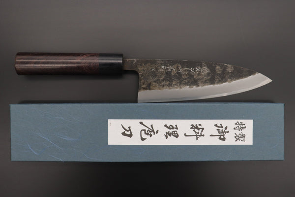 Fu-Rin-Ka-Zan Deba Fu-Rin-Ka-Zan Kurouchi White Steel No.2 Series Deba (Oval Shaped Red-Sandal Wood Handle with Black Pakka Wood Ferrules, 165mm and 180mm)