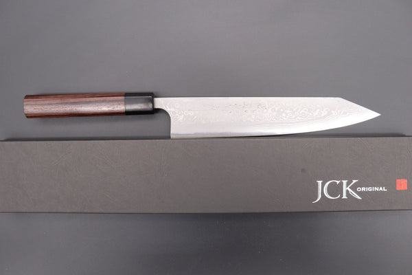 Fu-Rin-Ka-Zan Kiritsuke FASD-8 Kiritsuke Gyuto 240mm (9.4 inch) Fu-Rin-Ka-Zan Aogami Super Custom Damascus Series FASD-8 Kiritsuke Gyuto 240mm (9.4 inch, Octagonal Red-Sandalwood Handle)