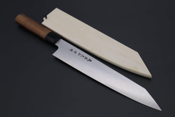 Fu-Rin-Ka-Zan Kiritsuke FR2-7BB Kiritsuke 270mm(10.6inch Narrower Blade Width) Fu-Rin-Ka-Zan R-2 Clad Wa Series Special Kiritsuke-Slicer (240mm and 270mm, 2 sizes, Narrower Blade Width, Octagon Shaped Bocote Wood Handle)