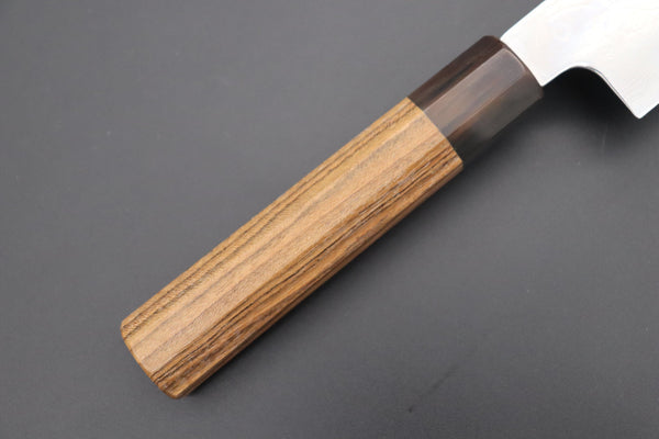 Fu-Rin-Ka-Zan Kiritsuke FRD-8BM Kiritsuke 240mm (narrower blade width) Fu-Rin-Ka-Zan R-2 Damascus Wa Series Special Kiritsuke-Slicer (240mm and 270mm, 2 sizes, Narrower Blade Width, Octagonal Bocote Wood Handle))