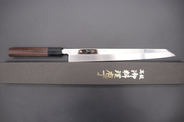 Fu-Rin-Ka-Zan Kiritsuke Yanagiba Fu-Rin-Ka-Zan Limited, FSO-77 Honyaki White Steel No.3 Kiritsuke Yanagiba 300mm (11.8 inch, Perfectly Mirror Polished Blade for Face Side blade, Octagonal Ebonywood Handle)