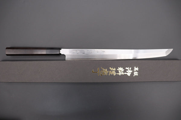 Fu-Rin-Ka-Zan Sakimaru Takohiki FSO-B1SA Sakimaru Takohiki 300mm (11.8 inch) Fu-Rin-Ka-Zan Limited, Blue Steel No.1 Suminagashi FSO-B1SA Sakimaru Takohiki 300mm (Octagon Shaped Ebonywood Handle)