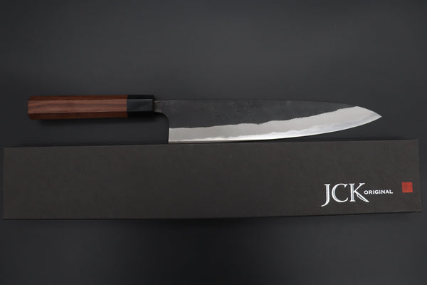 Fu-Rin-Ka-Zan Wa Gyuto Fu-Rin-Ka-Zan Aogami Super Kurouchi Series Wa Gyuto (180mm to 240mm, 3 sizes, Octagon Shaped Red-Sandal Wood Handle)