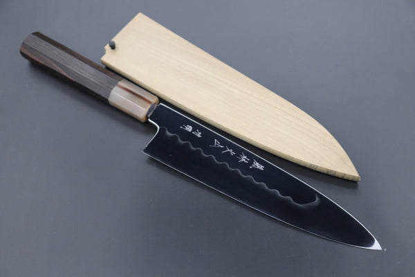 Fu-Rin-Ka-Zan Wa Gyuto FSO-92C Wa Gyuto 210mm (Marble Ferrule 8.2 inch) Fu-Rin-Ka-Zan Limited, FSO-92 Honyaki White Steel No.3 Wa Gyuto 210mm (8.2 inch, Perfectly Mirror Polished Blade, Octagonal Ebonywood Handle)