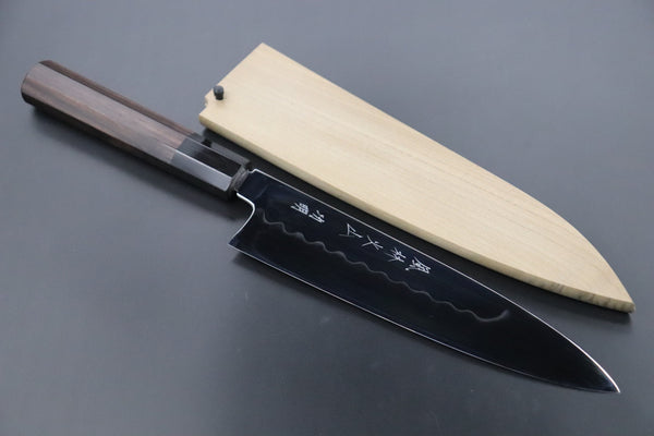 Fu-Rin-Ka-Zan Wa Gyuto FSO-92A Wa Gyuto 210mm (Black Ferrule 8.2 inch) Fu-Rin-Ka-Zan Limited, FSO-92 Honyaki White Steel No.3 Wa Gyuto 210mm (8.2 inch, Perfectly Mirror Polished Blade, Octagonal Ebonywood Handle)