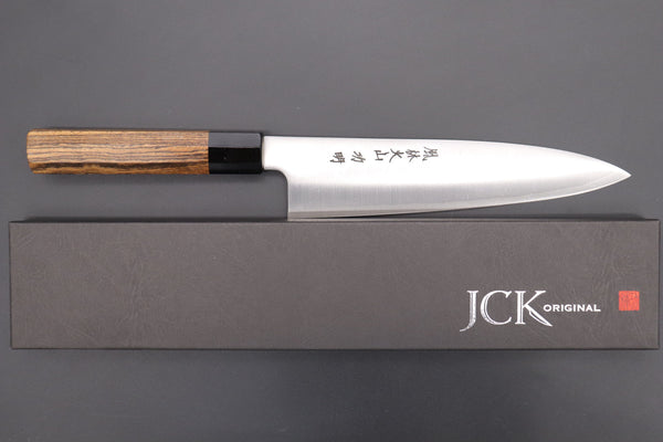 Fu-Rin-Ka-Zan Wa Gyuto Fu-Rin-Ka-Zan R-2 Clad Wa Series Wa Gyuto (210mm to 270mm, 3 sizes, Octagon Shaped Bocote Wood Handle)