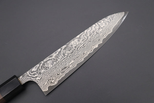 Fu-Rin-Ka-Zan Wa Gyuto Fu-Rin-Ka-Zan R-2 Damascus Wa Series Wa Gyuto (180mm to 240mm, 3 sizes, Octagon Shaped Red-Sandalwood Handle)