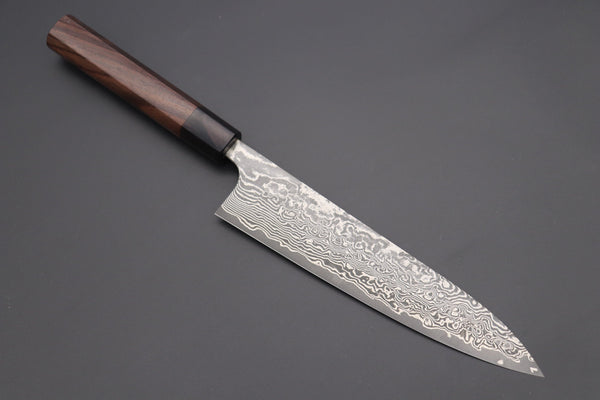 Fu-Rin-Ka-Zan Wa Gyuto FRN-5 Wa Gyuto 210mm (8.2inch) Fu-Rin-Ka-Zan R-2 Damascus Wa Series Wa Gyuto (180mm to 240mm, 3 sizes, Octagon Shaped Red-Sandalwood Handle)
