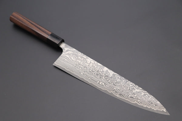 Fu-Rin-Ka-Zan Wa Gyuto FRN-6 Wa Gyuto 240mm (9.4inch) Fu-Rin-Ka-Zan R-2 Damascus Wa Series Wa Gyuto (180mm to 240mm, 3 sizes, Octagon Shaped Red-Sandalwood Handle)