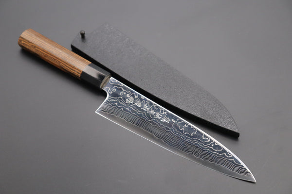 Fu-Rin-Ka-Zan Wa Gyuto FRD-1B Wa Gyuto 210mm / Black Fu-Rin-Ka-Zan R-2 Damascus Wa Series Wa Gyuto (210mm to 270mm, 3 sizes, Octagonal Bocote Wood Handle)