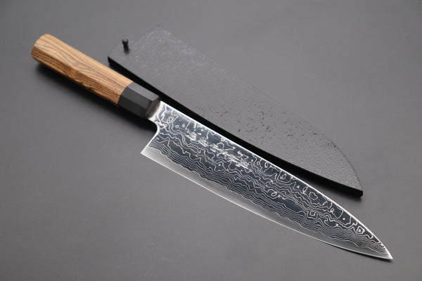 Fu-Rin-Ka-Zan Wa Gyuto FRD-2B Wa Gyuto 240mm / Black Fu-Rin-Ka-Zan R-2 Damascus Wa Series Wa Gyuto (210mm to 270mm, 3 sizes, Octagonal Bocote Wood Handle)