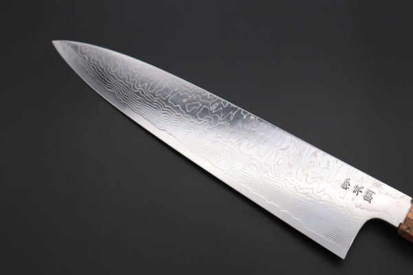 Fu-Rin-Ka-Zan Wa Gyuto FRDYP-9 Wa Gyuto 240mm (9.4 Inch) Fu-Rin-Ka-Zan YUTAKA 豊佳 Series R-2 Damascus Edition FRDYP-9 Wa Gyuto 240mm (9.4 Inch, Octagonal Desert Ironwood Handle with Soft Pink Turquoise Composite Stone Ferrule & Butt)