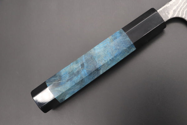 Fu-Rin-Ka-Zan Wa Gyuto FRYP-32 Wa Gyuto210mm (8.2 inch) Fu-Rin-Ka-Zan YUTAKA 豊佳 Series R-2 Damascus Edition FRYP-36 Wa Gyuto 210mm (8.2 inch, Ocean Blue Color Stabilized Maple Burl Wood Handle)