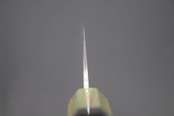 Fu-Rin-Ka-Zan Wa Gyuto FRYP-41 Wa Gyuto210mm (8.2 inch) Fu-Rin-Ka-Zan YUTAKA 豊佳 Series R-2 Damascus Edition FRYP-41 Wa Gyuto 210mm (8.2 inch, Octagon Shaped Ebonywood Handle with Fancy Green Composite Stone Ferrule & Butt)