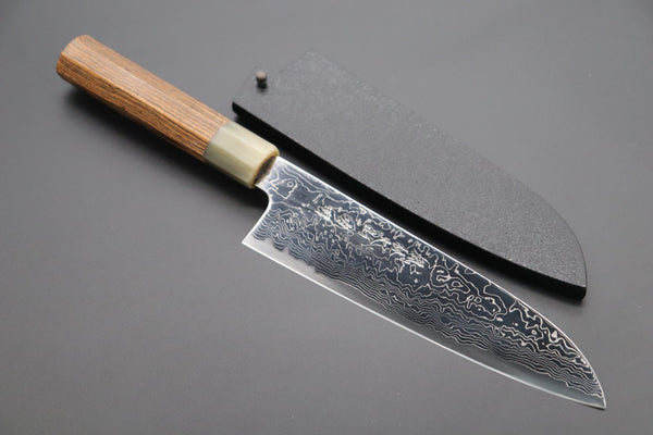 Fu-Rin-Ka-Zan Wa Santoku Fu-Rin-Ka-Zan R-2 Damascus Wa Series FRD-SB Wa Santoku 190mm (7.4 inch, Octagon Shaped Bocote Wood Handle)
