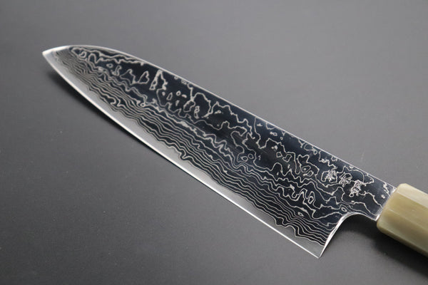 Fu-Rin-Ka-Zan Wa Santoku Fu-Rin-Ka-Zan R-2 Damascus Wa Series FRD-SB Wa Santoku 190mm (7.4 inch, Octagon Shaped Bocote Wood Handle)