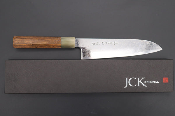 Fu-Rin-Ka-Zan Wa Santoku Fu-Rin-Ka-Zan R-2 Damascus Wa Series FRD-SB Wa Santoku 190mm (7.4 inch, Octagon Shaped Bocote Wood Handle)