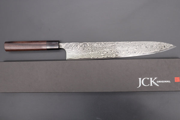 Fu-Rin-Ka-Zan Wa Sujihiki Fu-Rin-Ka-Zan R-2 Damascus Wa Series FRN-8 Wa Sujihiki 270mm (10.6 inch, Octagon Shaped Red-Sandalwood Handle)