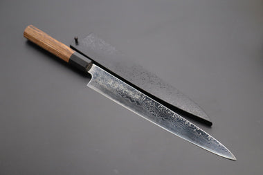 Fu-Rin-Ka-Zan Wa Sujihiki FRD-7B Wa Sujihiki 270mm(10.6inch) Fu-Rin-Ka-Zan R-2 Damascus Wa Series Wa Sujihiki (240mm and 270mm, Octagon Shaped Bocote Wood Handle)