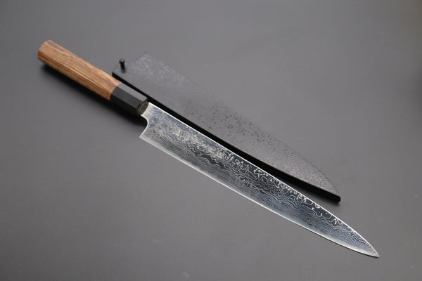 Fu-Rin-Ka-Zan Wa Sujihiki FRD-7B Wa Sujihiki 270mm(10.6inch) Fu-Rin-Ka-Zan R-2 Damascus Wa Series Wa Sujihiki (240mm and 270mm, Octagon Shaped Bocote Wood Handle)