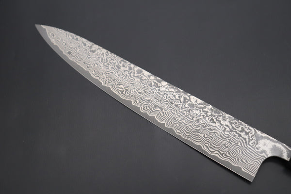 Fu-Rin-Ka-Zan Wa Sujihiki FRYP-47 Wa Sujihiki 270mm (10.6 inch) Fu-Rin-Ka-Zan YUTAKA 豊佳 Series R-2 Damascus Edition FRYP-47 Wa Sujihiki 270mm (10.6 inch, Ocean Blue Color Stabilized Maple Burl Wood Handle)