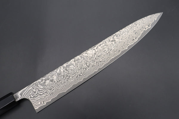 Fu-Rin-Ka-Zan Wa Sujihiki FRYP-47 Wa Sujihiki 270mm (10.6 inch) Fu-Rin-Ka-Zan YUTAKA 豊佳 Series R-2 Damascus Edition FRYP-47 Wa Sujihiki 270mm (10.6 inch, Ocean Blue Color Stabilized Maple Burl Wood Handle)