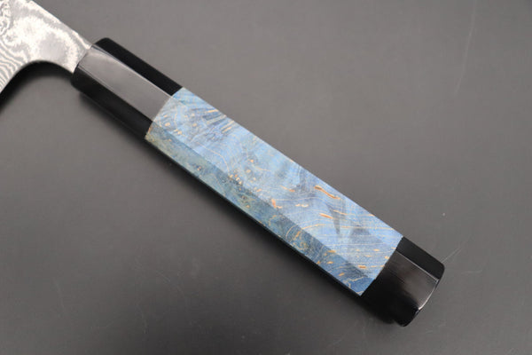 Fu-Rin-Ka-Zan Wa Sujihiki FRYP-47 Wa Sujihiki 270mm (10.6 inch) Fu-Rin-Ka-Zan YUTAKA 豊佳 Series R-2 Damascus Edition FRYP-47 Wa Sujihiki 270mm (10.6 inch, Ocean Blue Color Stabilized Maple Burl Wood Handle)
