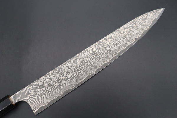 Fu-Rin-Ka-Zan Wa Sujihiki FRYP-50 Wa Sujihiki 270mm (10.6 inch) Fu-Rin-Ka-Zan YUTAKA 豊佳 Series R-2 Damascus Edition FRYP-50 Wa Sujihiki 270mm (10.6 inch, Sunny Yellow Color Stabilized Maple Burl Wood Handle)