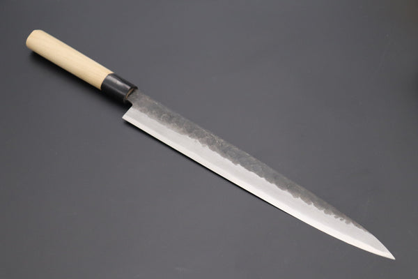 Fu-Rin-Ka-Zan Yanagiba FKW-3 Yanagiba 300mm(11.8inch) / Right Handed Fu-Rin-Ka-Zan Kurouchi White Steel No.2 Series Yanagiba (D Shaped Magnolia Wood Handle with Water Buffalo Ferrules, 240mm to 300mm, 3 sizes)