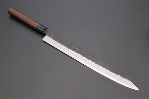 Fu-Rin-Ka-Zan Yanagiba FKWR-3 Yanagiba 300mm(11.8inch) / Right Handed Fu-Rin-Ka-Zan Kurouchi White Steel No.2 Series Yanagiba (D Shaped Red-Sandal Wood Handle with Black Pakka Wood Ferrules, 240mm to 300mm, 3 sizes)
