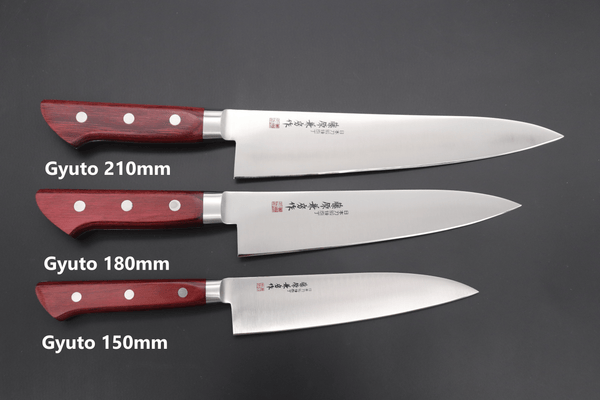 Fujiwara Kanefusa Gyuto Fujiwara Kanefusa FKM Series Gyuto (150mm to 300mm, 6 sizes, Wine Color Pakka Wood Handle))